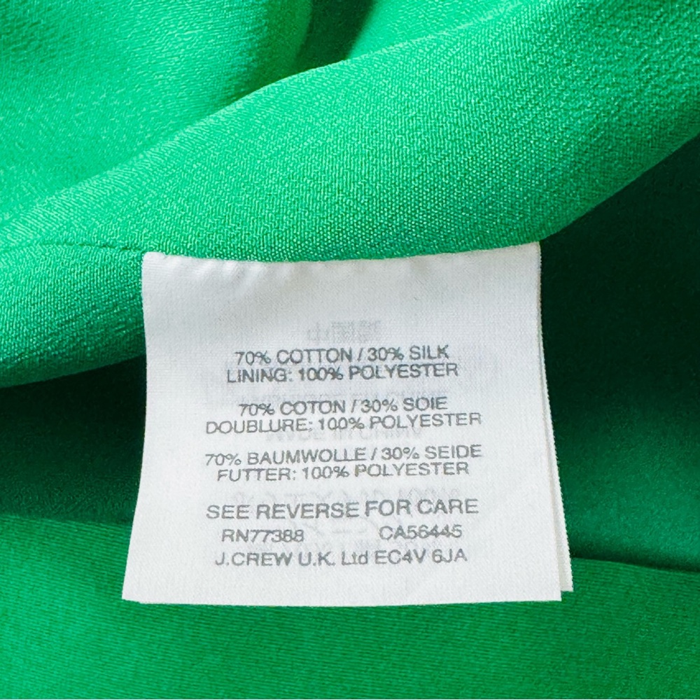 J.Crew Classic Silk Faille Cotton Peplum Mini Dress Kelly Green Size 0 NWT - Picture 8 of 9